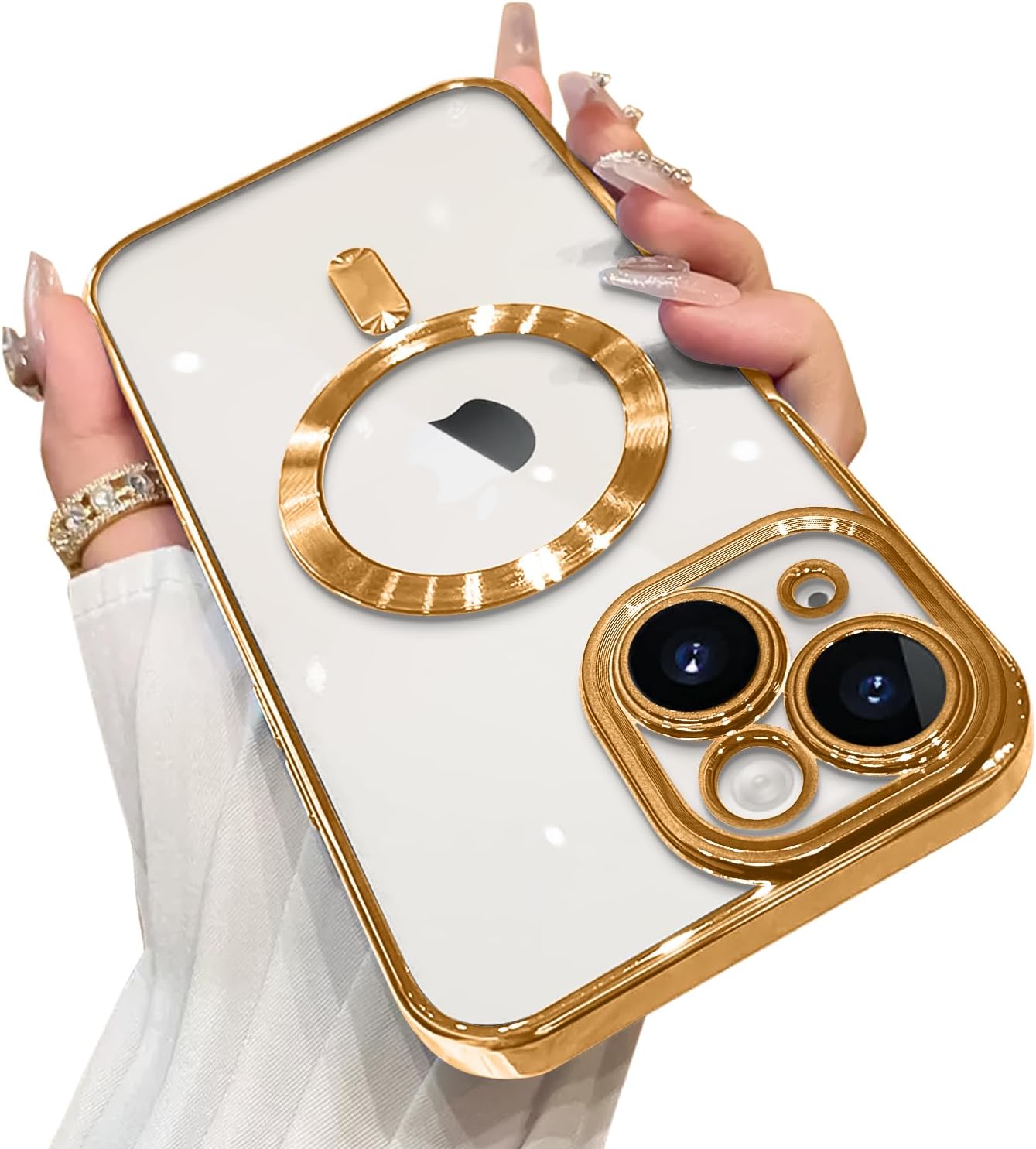 OOK Phone Case Made for iPhone 15 Pro Max (6.7 Inch) with Camera Lens Protector (Compatible with MagSafe) Anti-Scratch Shockproof Slim Magnetic Phone Cover for Women Men - Black