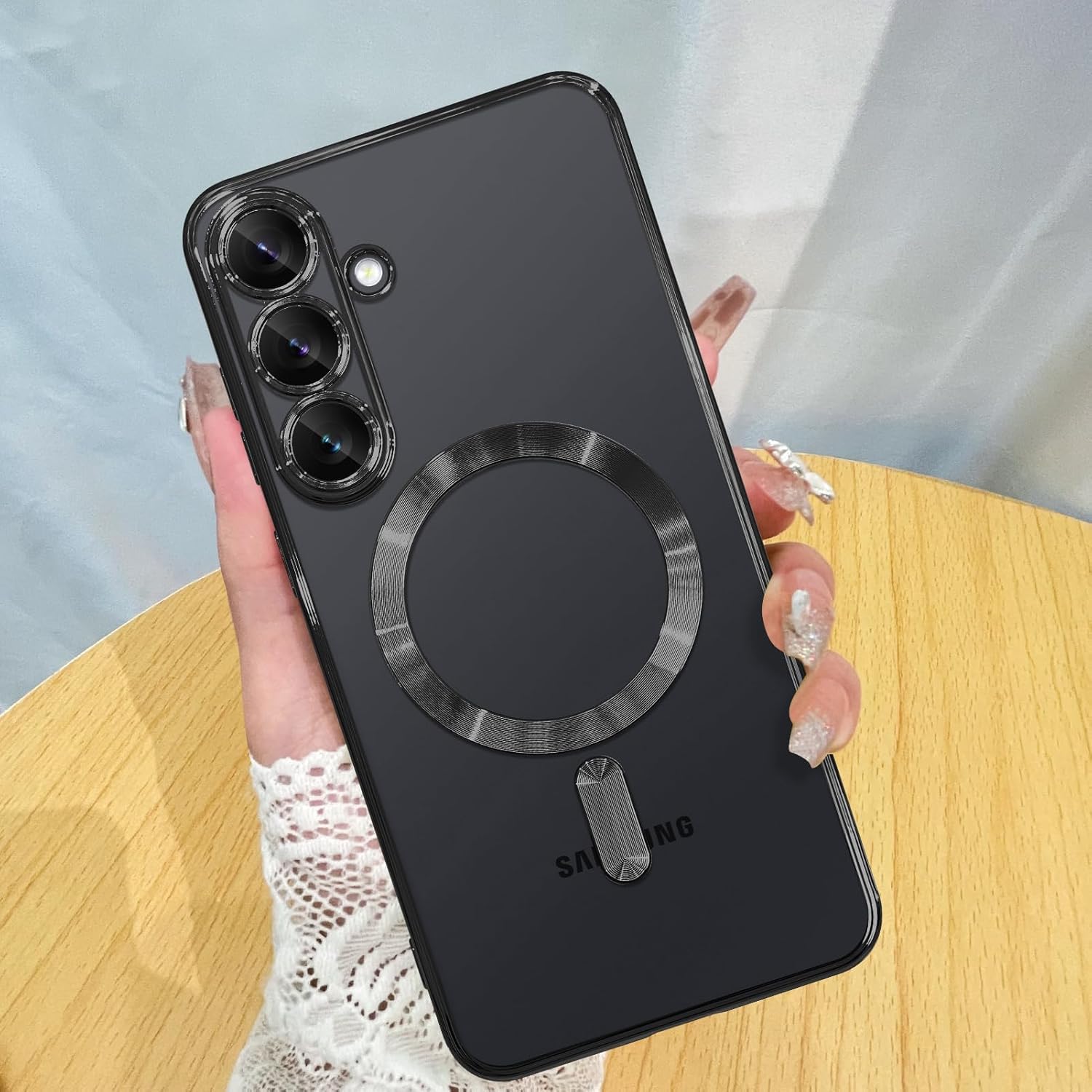 Grabist Magnetic Case for Samsung Galaxy A56/Samsung Galaxy A36, Camera Lens Full Protection, Compatible Wireless Charging, Shockproof Soft TPU Cover (Black, Samsung A56/ Samsung A36)