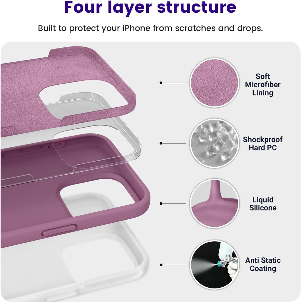 OTOFLY Compatible with iPhone 15 Pro Max Case, Silicone Shockproof Slim Thin Phone Case for iPhone 15 Pro Max (6.7 inch), (Lilac Purple)