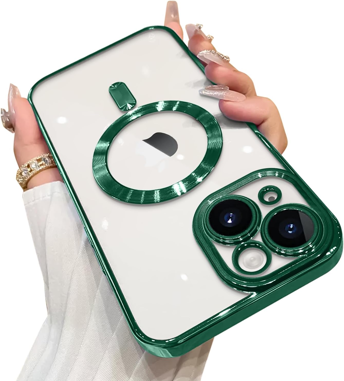 OOK Phone Case Made for iPhone 15 Pro Max (6.7 Inch) with Camera Lens Protector (Compatible with MagSafe) Anti-Scratch Shockproof Slim Magnetic Phone Cover for Women Men - Black