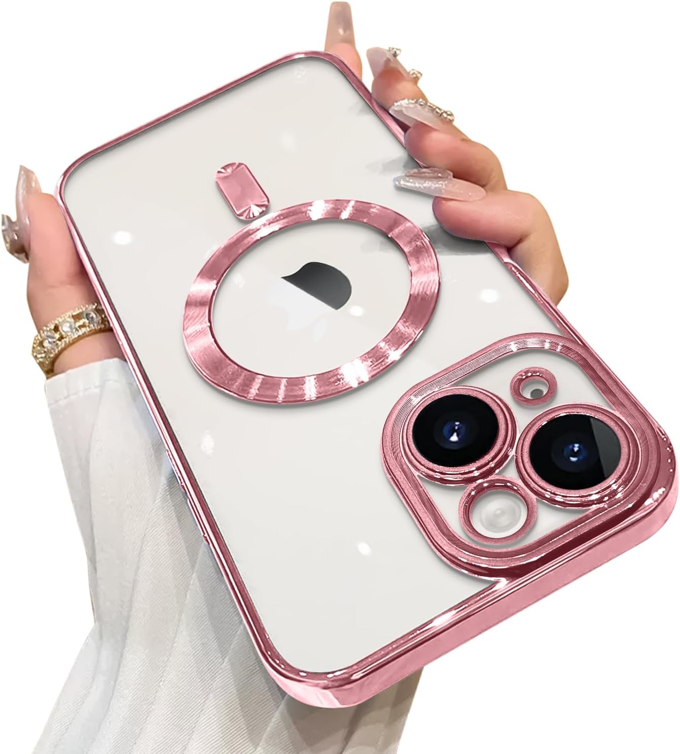 OOK Phone Case Made for iPhone 15 Pro Max (6.7 Inch) with Camera Lens Protector (Compatible with MagSafe) Anti-Scratch Shockproof Slim Magnetic Phone Cover for Women Men - Black