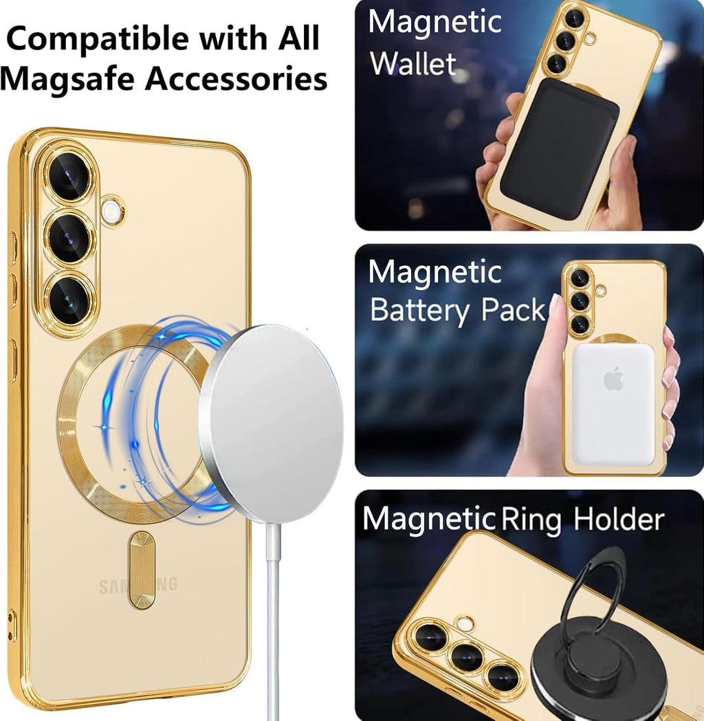 Grabist Magnetic Case for Samsung Galaxy A56/Samsung Galaxy A36, Camera Lens Full Protection, Compatible Wireless Charging, Shockproof Soft TPU Cover (Gold, Samsung A56/ Samsung A36)