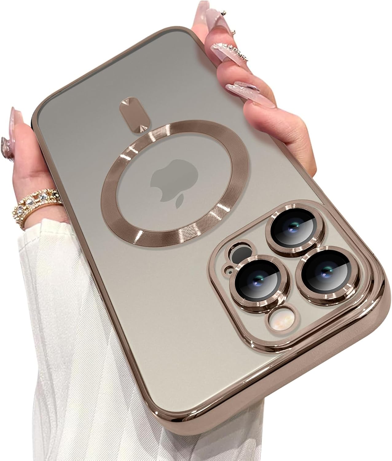 OOK Phone Case Made for iPhone 15 Pro Max (6.7 Inch) with Camera Lens Protector (Compatible with MagSafe) Anti-Scratch Shockproof Slim Magnetic Phone Cover for Women Men - Black