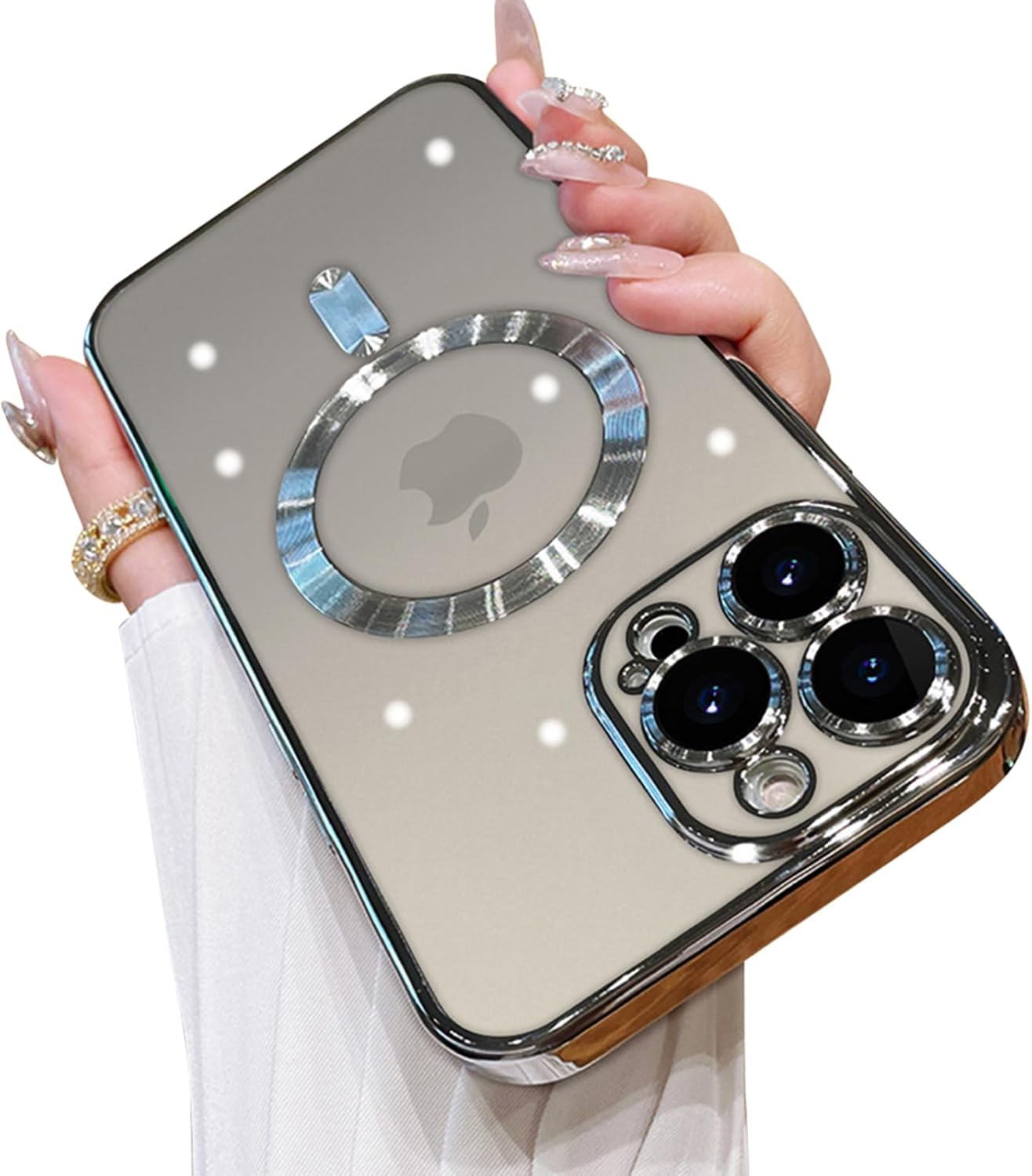 OOK Phone Case Made for iPhone 15 Pro Max (6.7 Inch) with Camera Lens Protector (Compatible with MagSafe) Anti-Scratch Shockproof Slim Magnetic Phone Cover for Women Men - Black