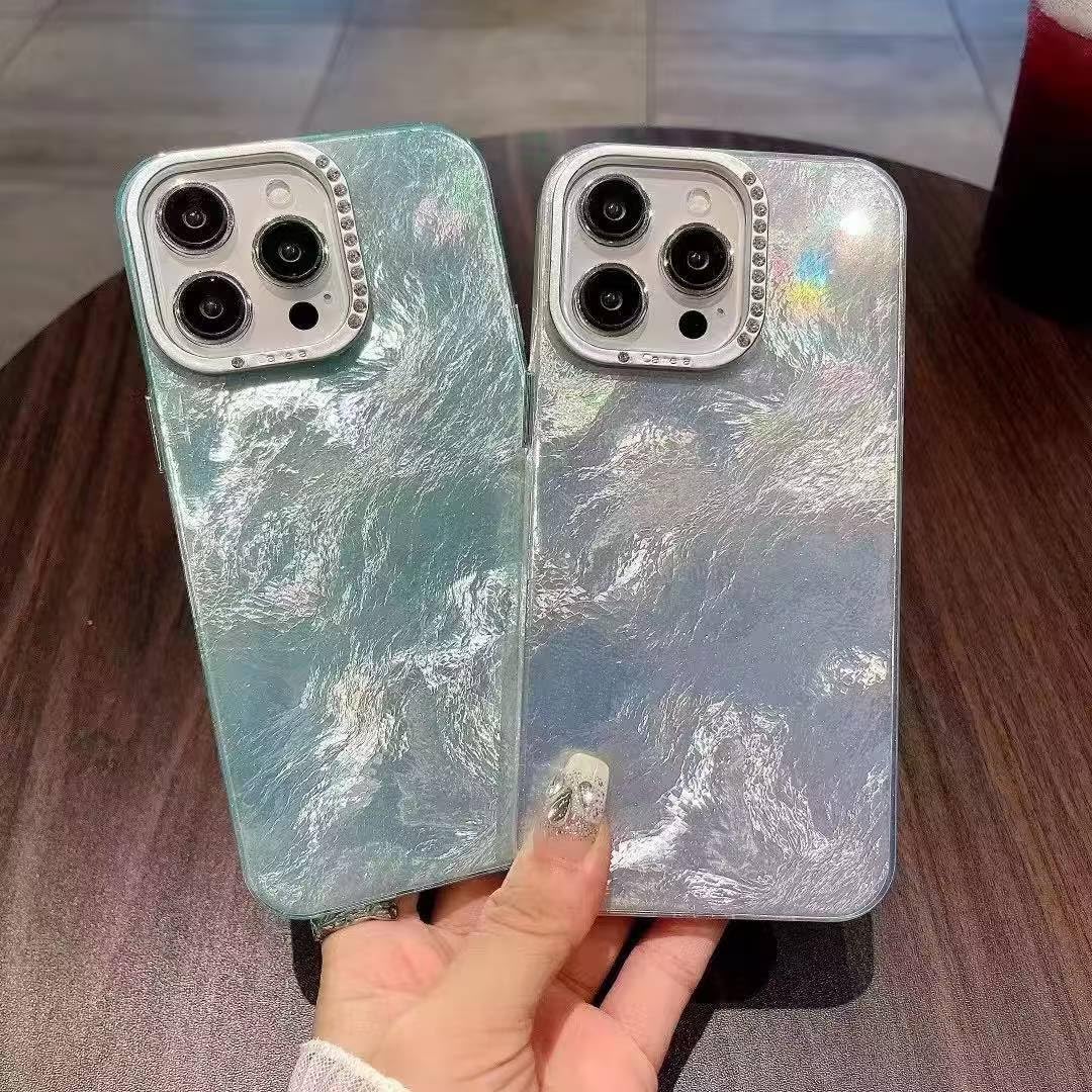 Eco Case for iPhone 15 Pro Max Star Diamond Raised Camera Protection New Case 2025, Trendy 3D Aesthetic Water Ripple Mirror Glitter Colorful Mobile Fancy Cover for iPhone 15 Pro Max (Shiny Black)