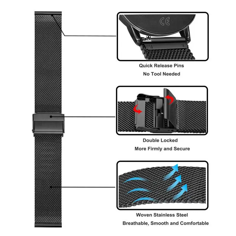 Amazfit GTS3 Stainless Steel Strap 20mm Black Watchband For Huami Amazfit GTS 2 2E 3 GTS2 Mini Bracelet Amazfit Bip S U Pro band