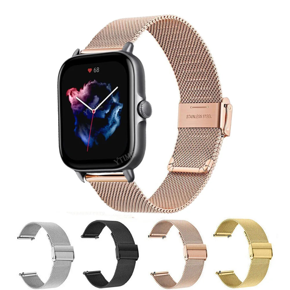 Amazfit GTS3 Stainless Steel Strap 20mm Black Watchband For Huami Amazfit GTS 2 2E 3 GTS2 Mini Bracelet Amazfit Bip S U Pro band