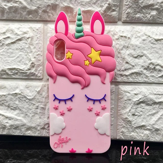 Fashion Silicone Unicorn Phone Case For Iphone X Cute Candy Color For iphone 5 6 S 6 7 8 Plus Cover Cartoon Unicorn Cases Coque