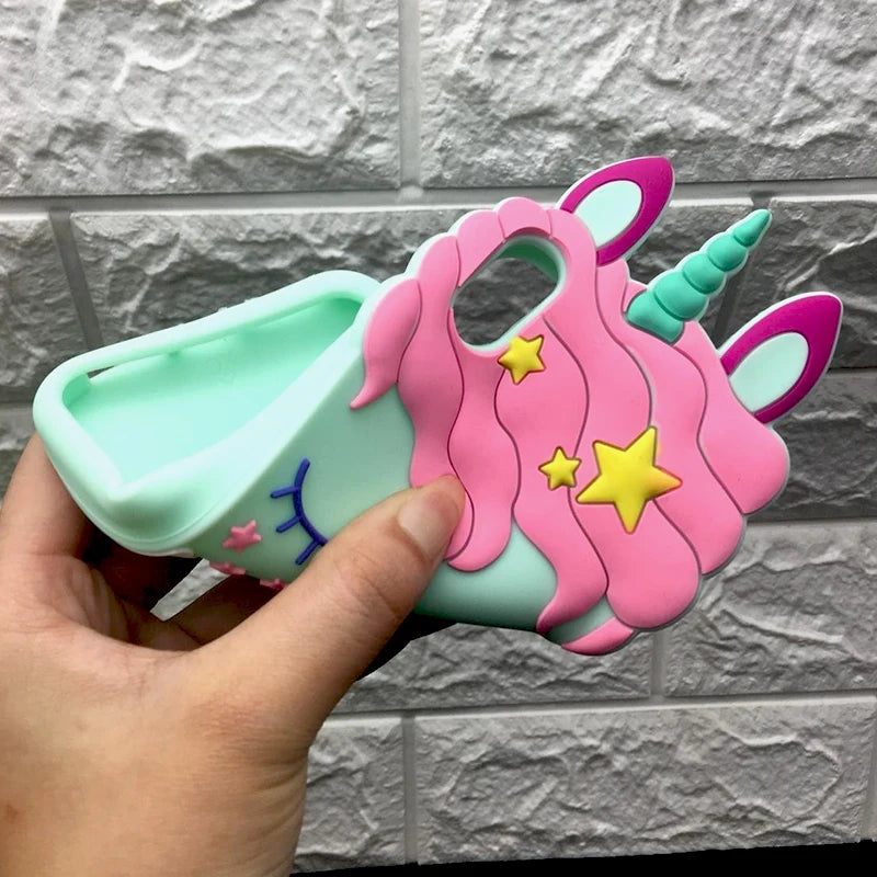 Fashion Silicone Unicorn Phone Case For Iphone X Cute Candy Color For iphone 5 6 S 6 7 8 Plus Cover Cartoon Unicorn Cases Coque