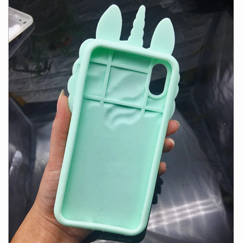 Fashion Silicone Unicorn Phone Case For Iphone X Cute Candy Color For iphone 5 6 S 6 7 8 Plus Cover Cartoon Unicorn Cases Coque