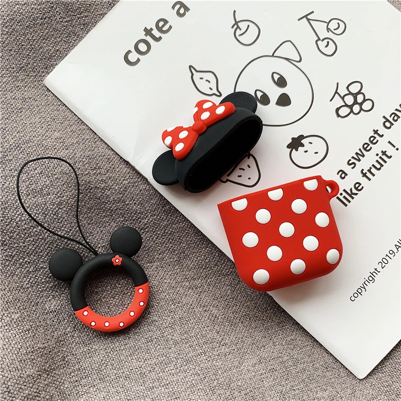 Cute Polka Dots Bow Silicone Case For Apple AirPods 2 3 4 Pro Pro2 Earphone Charging Headphones Case Airpods Protect Cover