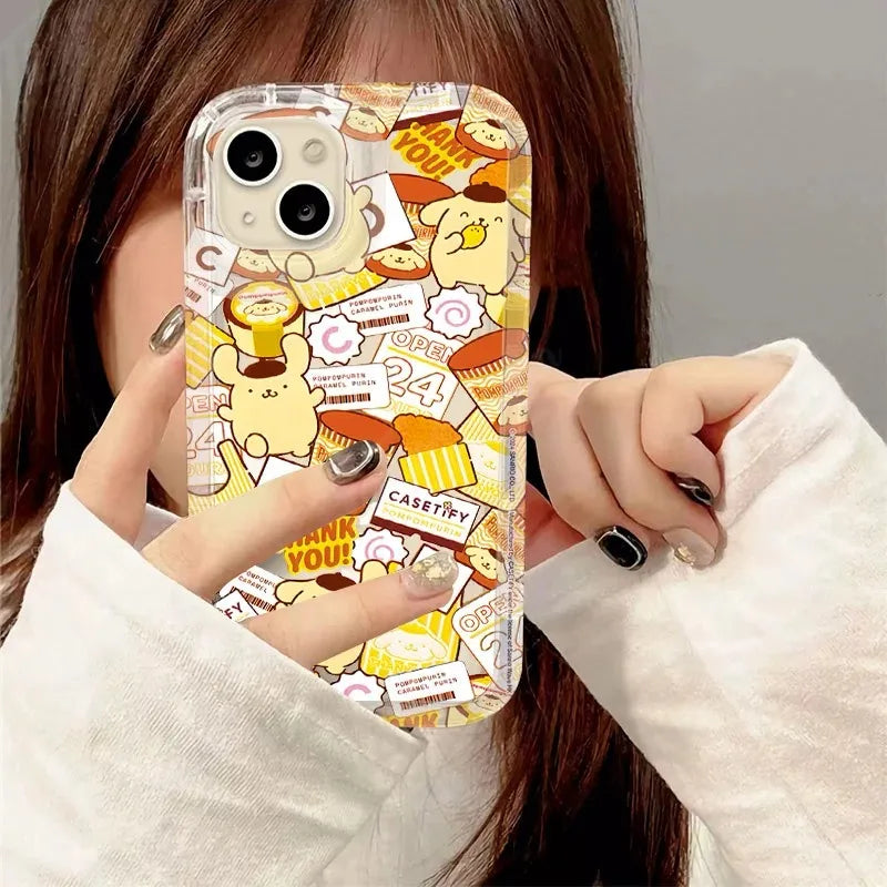 Saniro Pom Purin Case For iPhone 16 15 14 13 12 11 Pro Max 16E XR XS X 8 7 Plus SE 2020 Printing Clear Silicone Protective Cover