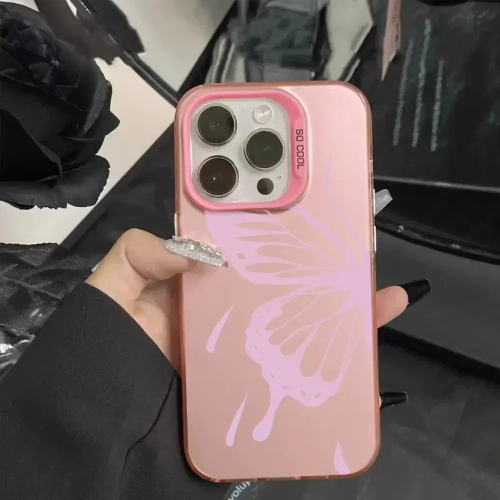 Case For Vivo V25 V25E X80 Lite Luxury Matte Silver IMD Phone Funda For Vivo V25E X80Lite Fashion Butterfly Color Soft Cover