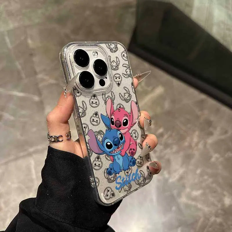 Cute Stitch Angel Couple Love For Apple iPhone 17 17Air 16 15 14 13 12 XS XR 8 7 Pro Max Plus Translucent Phone Case Funda Cover