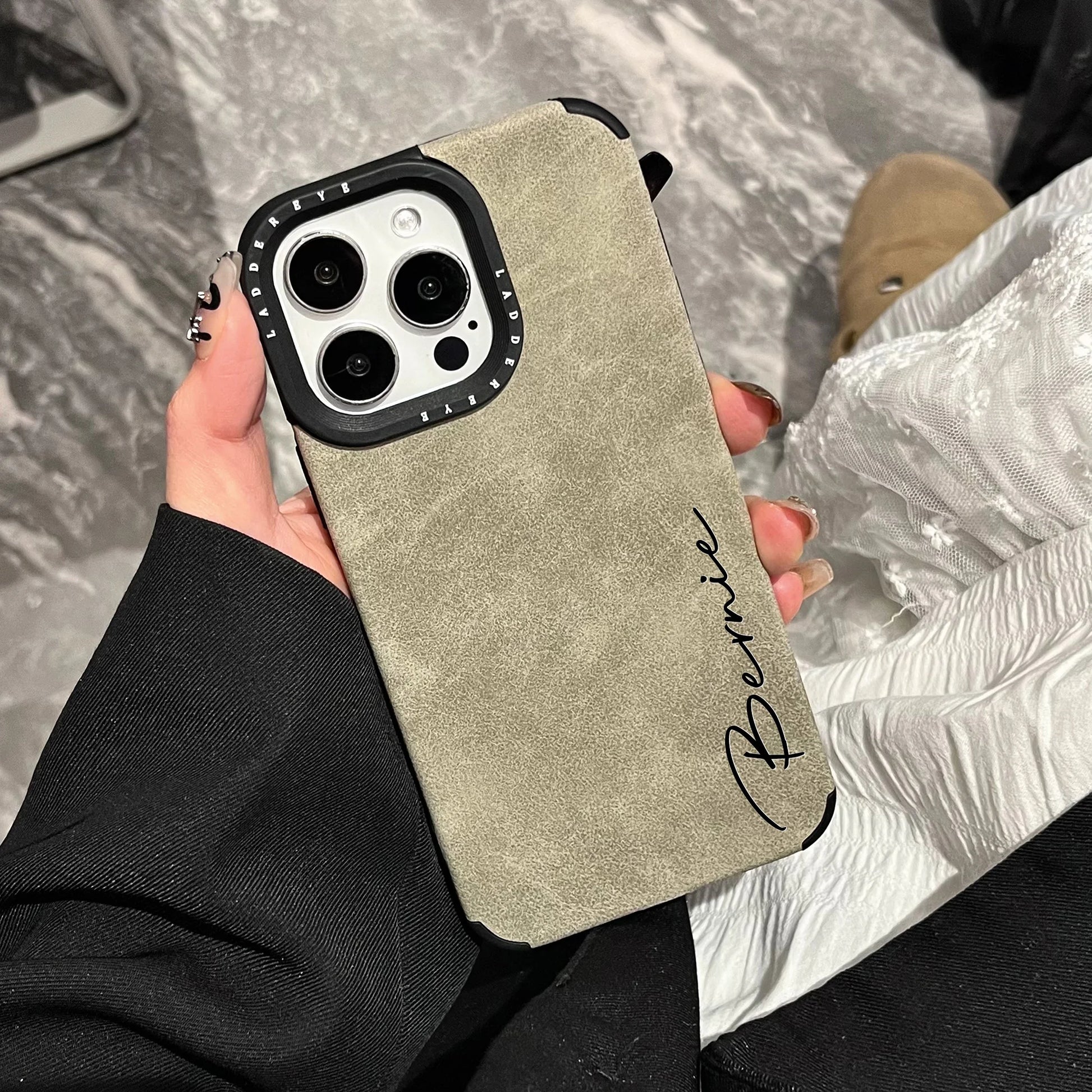 Custom Name Personalized Phone Case for iphone17 16 15 14 13 12 11 Pro Max Plus, luxury Faux Leather Shockproof gift case