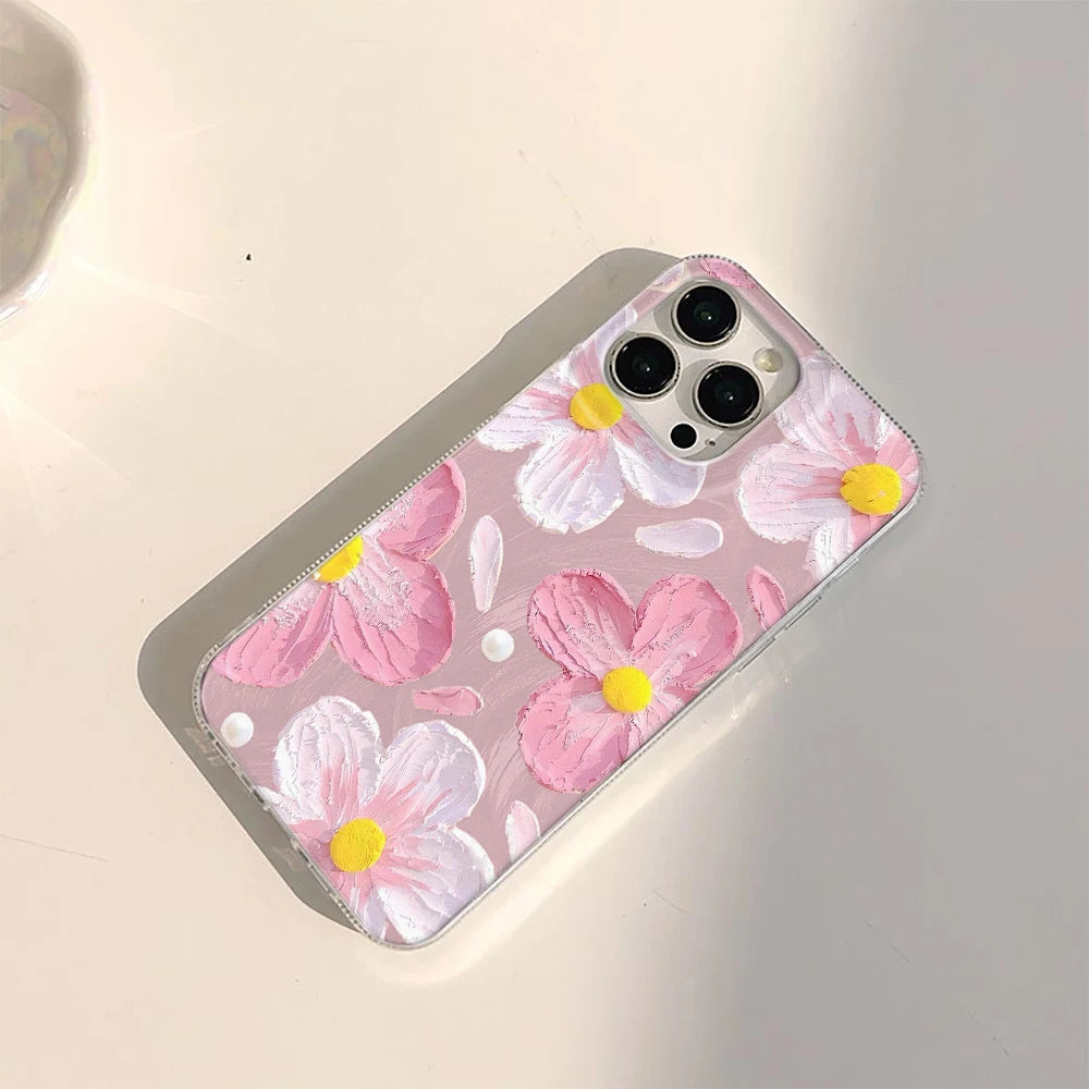 Daisy Fashionable Cherry Blossom Printed Phone Case For iPhone 13 11 12 14 15 16 Pro Max Plus 16E XR 8 7 Plus SE2 X XS Max Cover