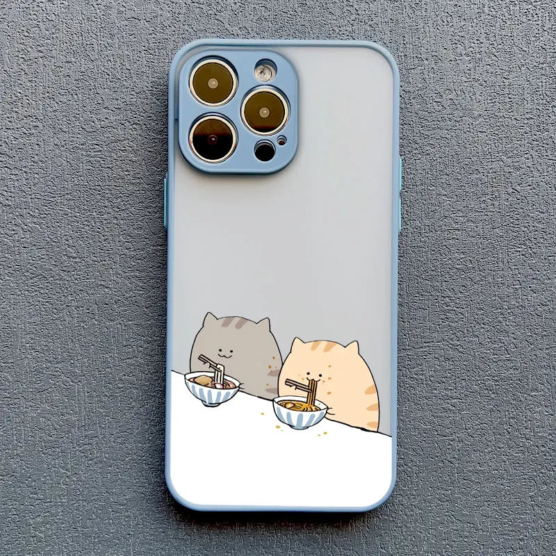 Cute Cartoon Cat Illustration Phone Case For iPhone 17 16 15 Pro Max Cases iPhone 14 13 12 11 Pro Max Mini XS XR X 16 PlusCover