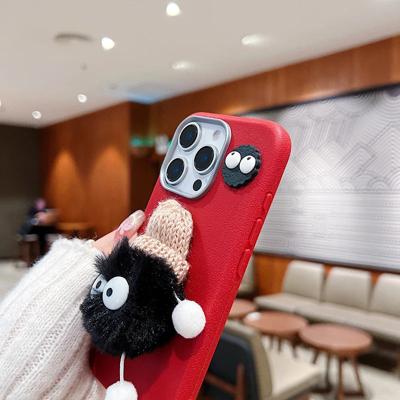 3D Doll Plush Briquettes Leather Phone Case For Xiaomi Redmi Note 14 13 12 11 Pro Plus 5G 12S 11S 10S Redmi 13C 13 12 4G Cover