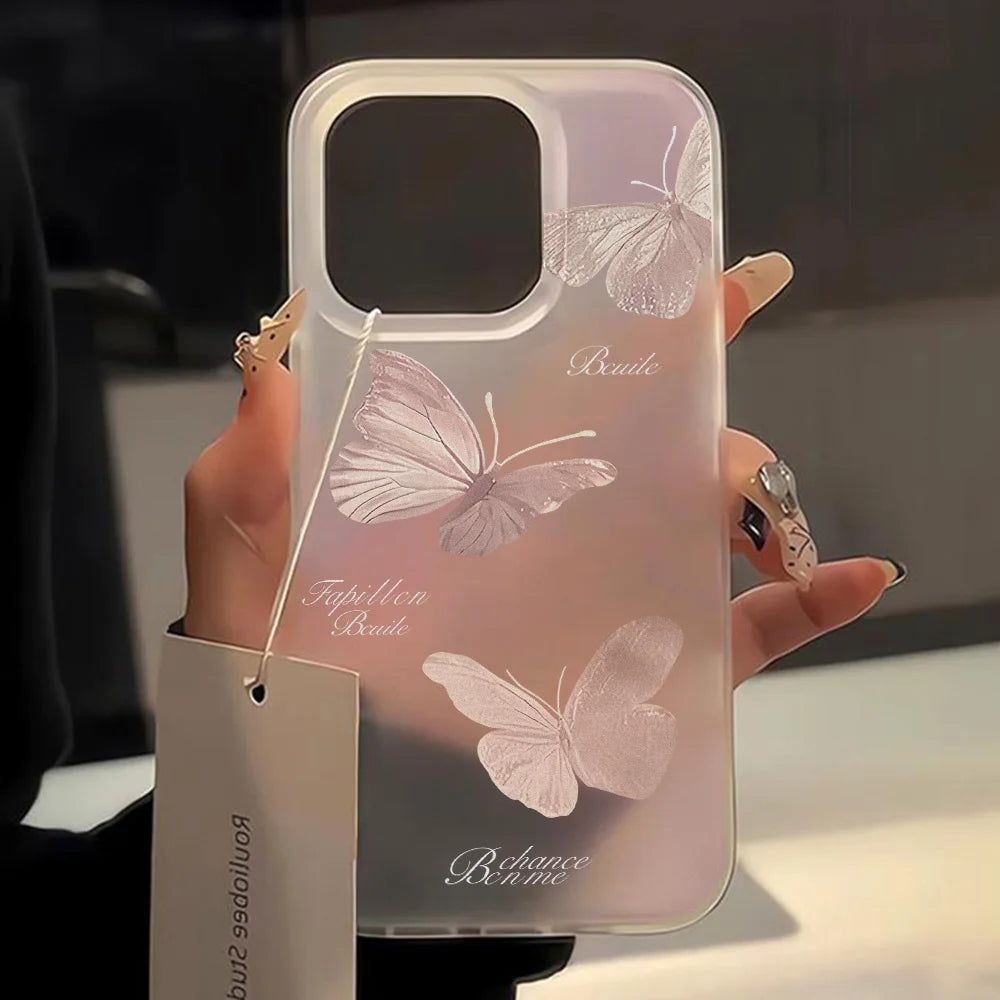 Gold Butterfly Soft TPU Case For iPhone 13 11 12 14 15 17 16 Pro Max Funda iPhone 12 13 Mini Plus Translucent Clear Phone Cover