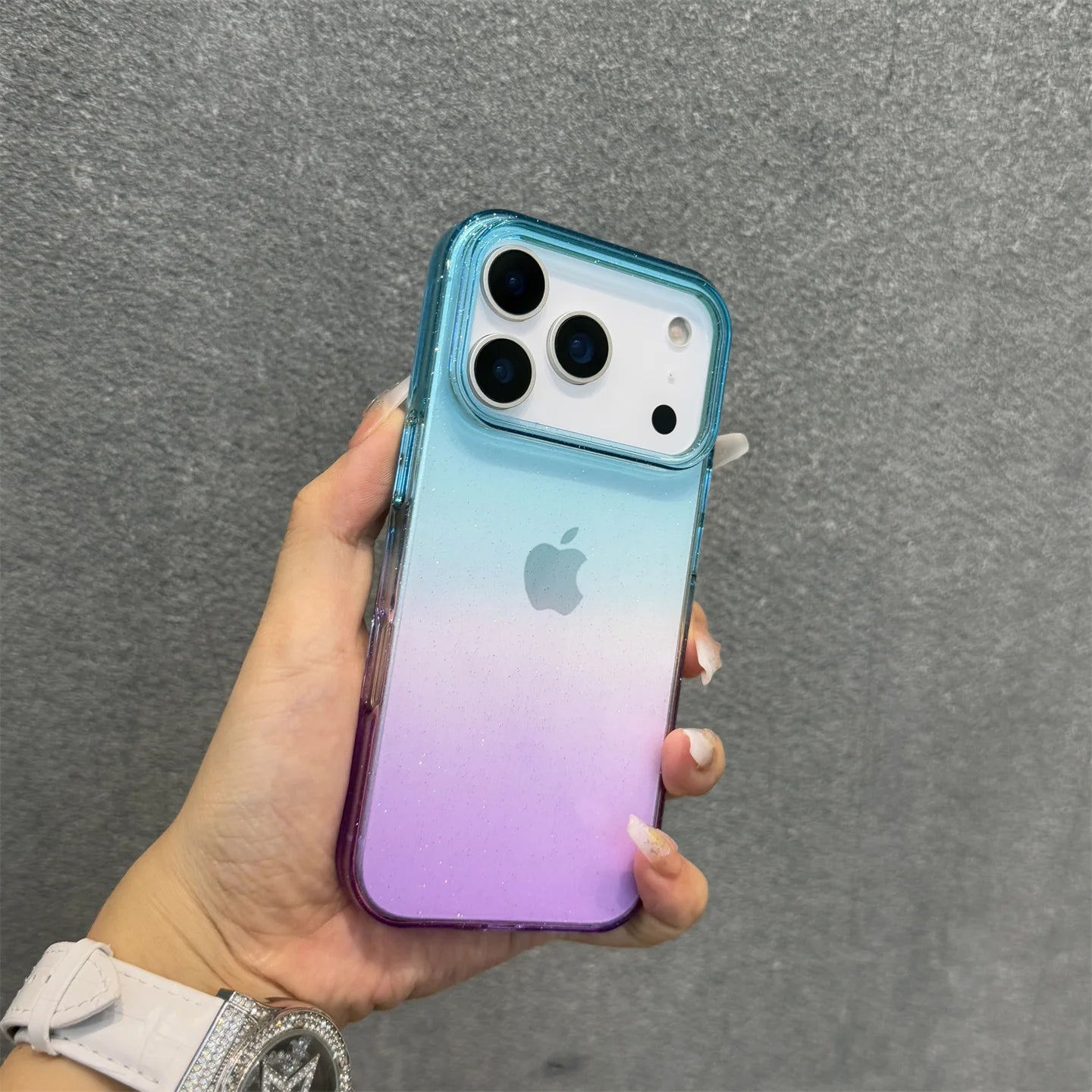 Flash Gradient Transparent Phone Case For iPhone 17 16 15 14 13 12 Pro Max 17Air Minimalist Clear Soft Edge Shockproof Cover