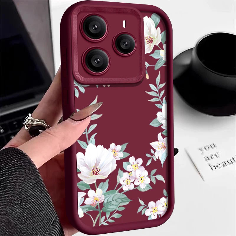 Fashion Flower Case For Xiaomi 13T 14T 11T Pro Poco X6 F6 Pro Funda Redmi Note 14 Pro 5G 13 12 11 Shockproof Bumper Soft Cover