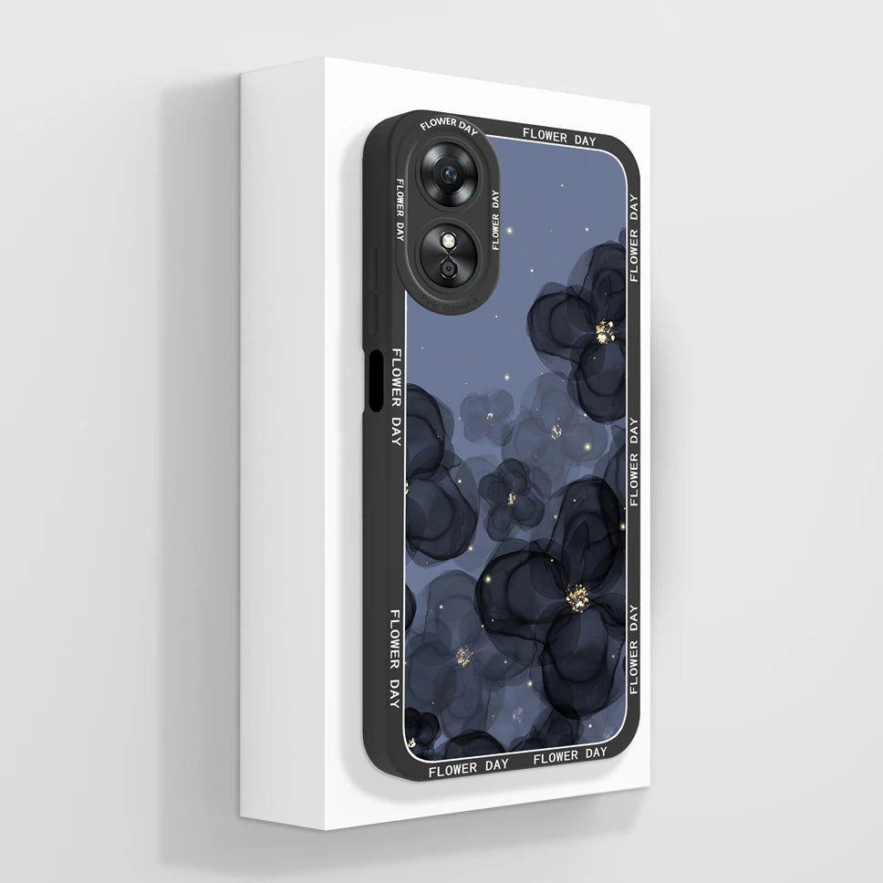 Phone Case For Oppo A17 A17K K 4G Pretty Flowers Smooth Liquid Silicone Back Cover For OppoA17K Oppo A 17 K Fundas Shell Coque