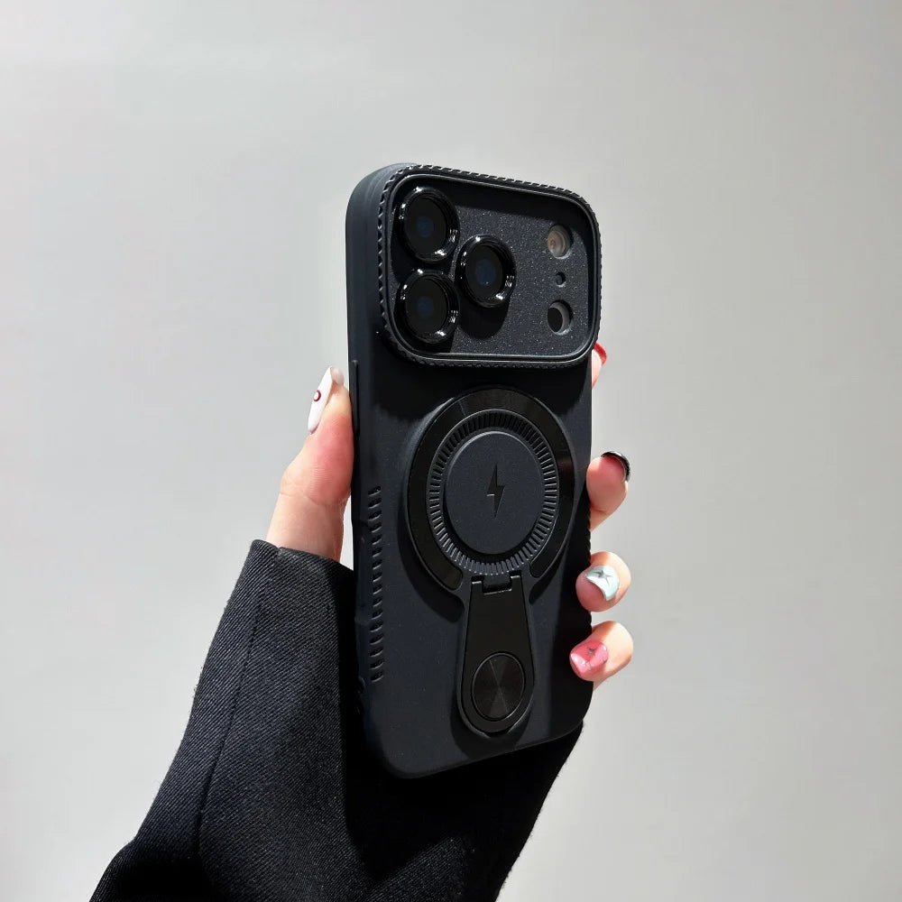 for Magsafe Wireless Charge Lightning Logo Phone Case For iPhone 17 Air 16 15 14 Plus 13 12 Pro Max 11 Hidden Bracket Soft Cover