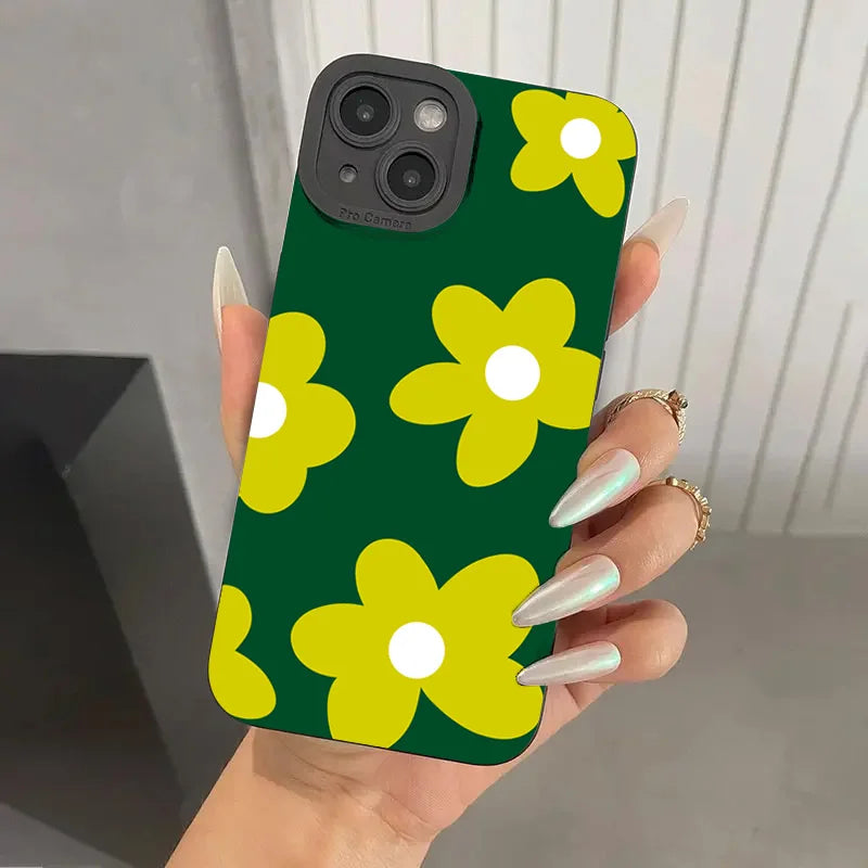 Daisy Floral Phone Case For iPhone 17 16 15 14 Pro Max 13 12 11 XS X XR 7 8 Plus 16E Shoockproof Soft TPU Silicone Bumper Cover