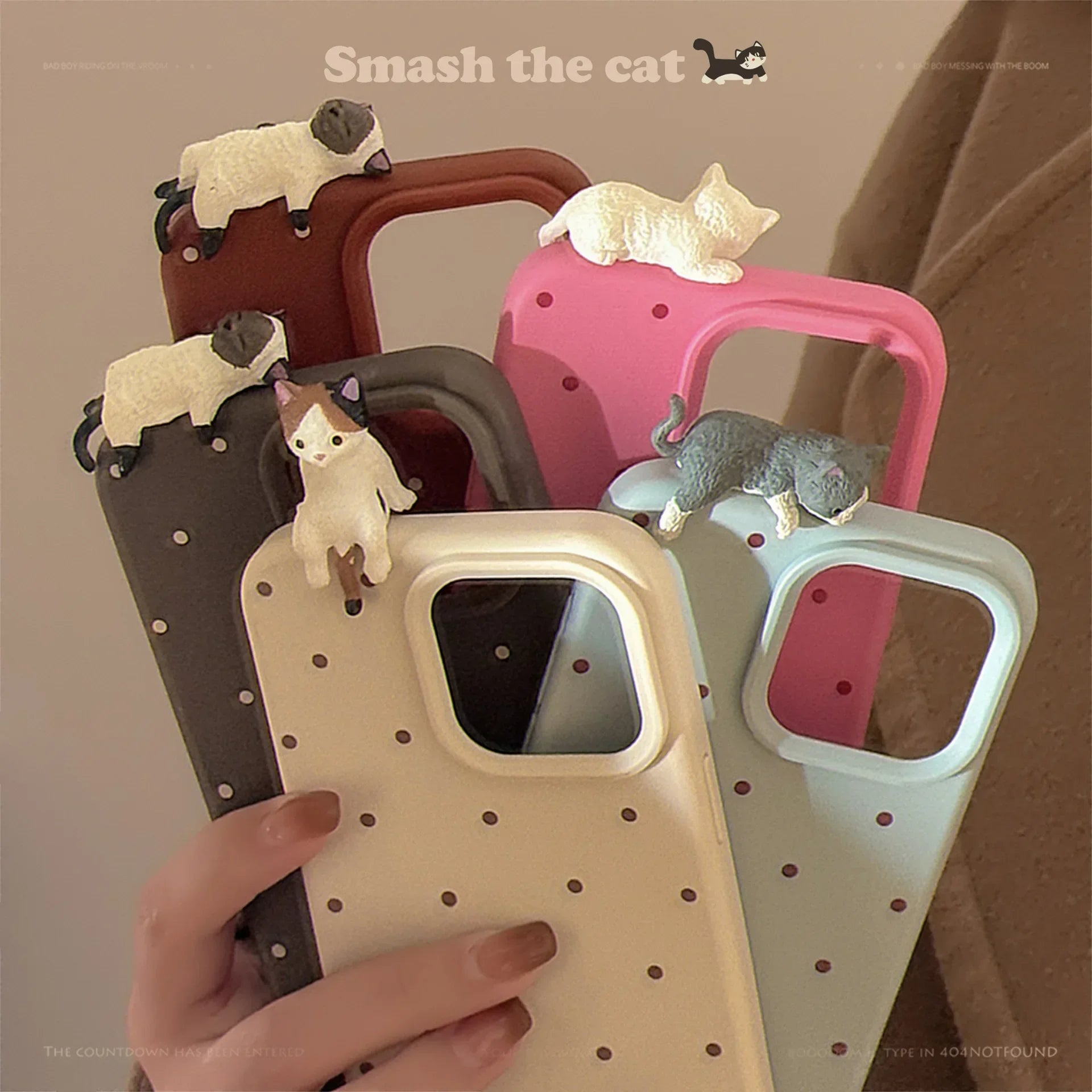 Cute 3D Cat Decorative Polka Dot Phone Case for IPhone17 16 15 14 12 13 11 Pro ProMax Plus X XR Shockproof Phone Cover