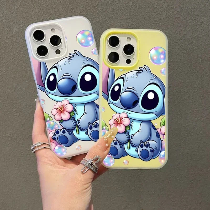 Bubble Flower Stitch Phone Case For IPhone 17 16 15 14 13 12 11 Pro Max Plus Air Casing Color Jelly Silicone Bumper 2 In 1 Cover