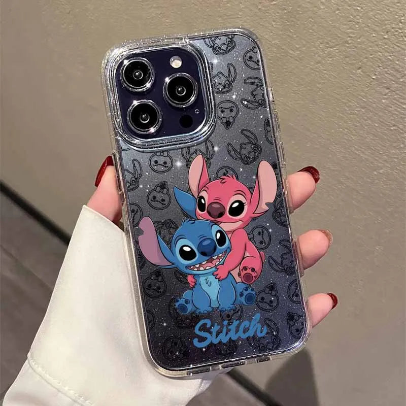 Cute Stitch Angel Couple Love For Apple iPhone 17 17Air 16 15 14 13 12 XS XR 8 7 Pro Max Plus Translucent Phone Case Funda Cover