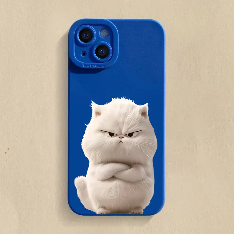 Funny Cool Cat Silicone Phone Case For iPhone 16 15 14 13 12 11 Pro Max 15 Pro XS XR X 7 8 16 Plus Shockproof Matte Soft Cover