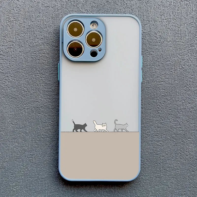 Cute Cartoon Cat Illustration Phone Case For iPhone 17 16 15 Pro Max Cases iPhone 14 13 12 11 Pro Max Mini XS XR X 16 PlusCover