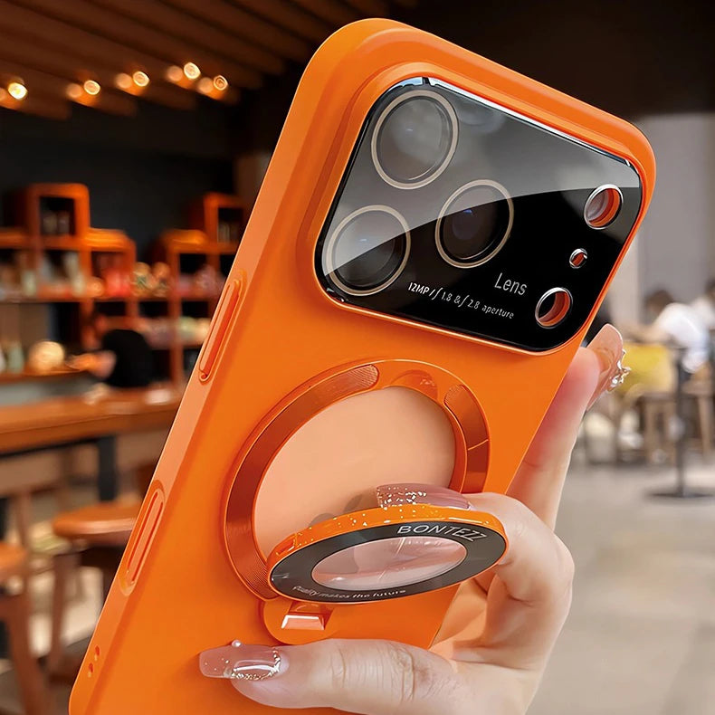 for Magsafe Bracket Matte Hard Case for iPhone 17 16 15 Pro Max Plus 17 Air 11 12 13 14 Magnetic Stand Camera Protector Cover