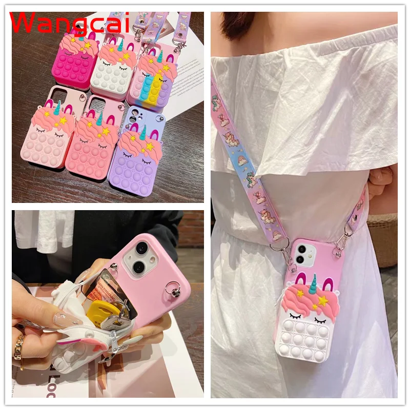 Coin Purses Pop Unicorn Case For Xiaomi Redmi Note 11 10 9 Pro Max 10S 9S 8 7 6 Pro 9T 8T 9A 9C 8A 7A Unicorn Bubble Wallet Case