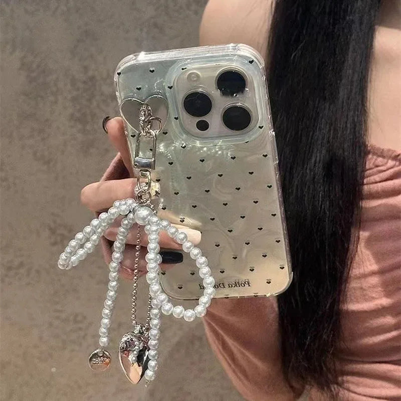 Retro Love Heart Bowknot Pearl Case For Xaomi Redmi 13X 15C 15 Redmi Note 14 Pro Plus 14S POCO C65 C61 C71 M7 C75 4G 5G Cover