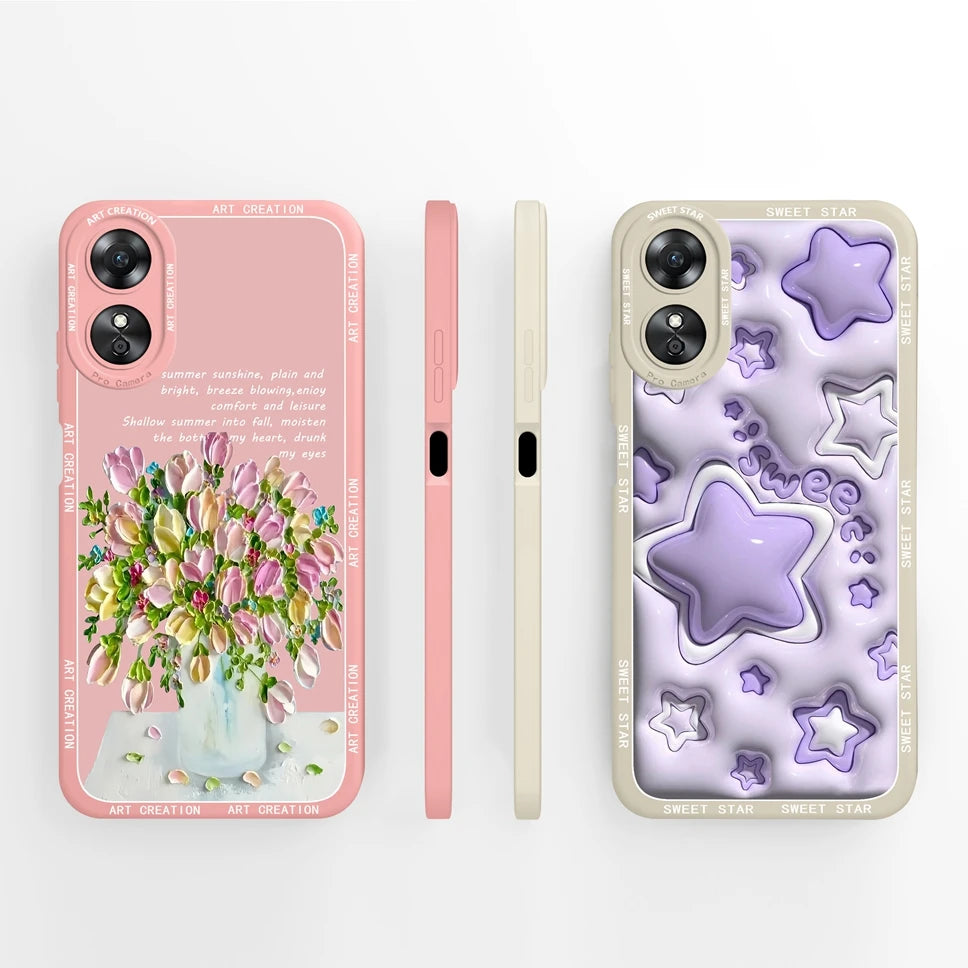 Phone Case For Oppo A17 A17K K 4G Pretty Flowers Smooth Liquid Silicone Back Cover For OppoA17K Oppo A 17 K Fundas Shell Coque