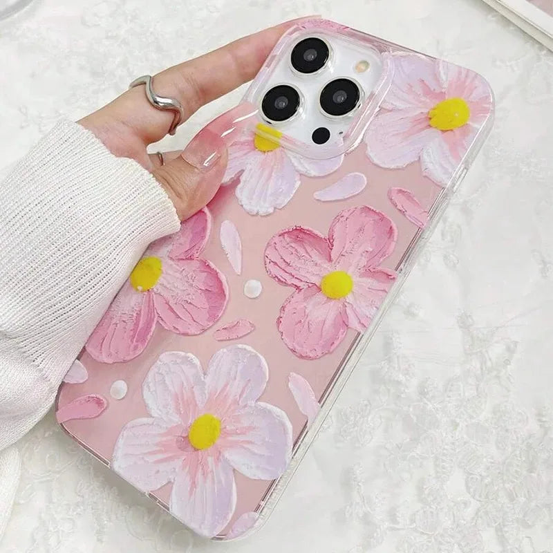 Daisy Fashionable Cherry Blossom Printed Phone Case For iPhone 13 11 12 14 15 16 Pro Max Plus 16E XR 8 7 Plus SE2 X XS Max Cover
