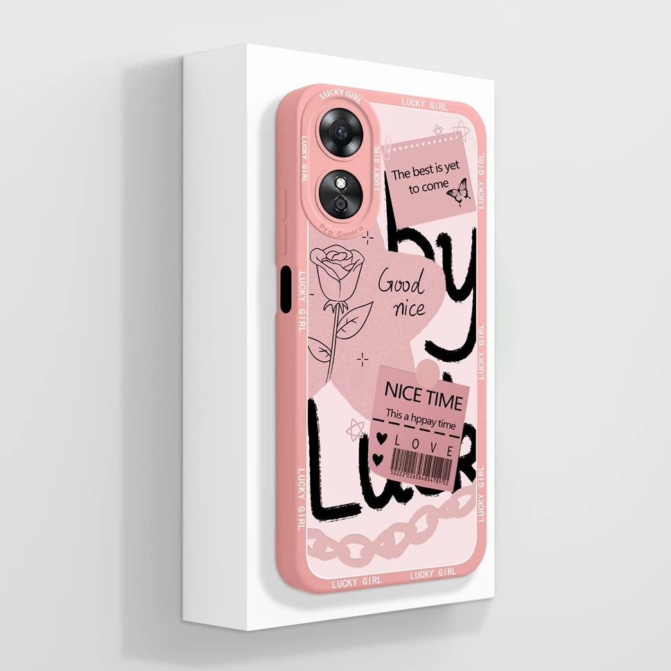 Phone Case For Oppo A17 A17K K 4G Pretty Flowers Smooth Liquid Silicone Back Cover For OppoA17K Oppo A 17 K Fundas Shell Coque