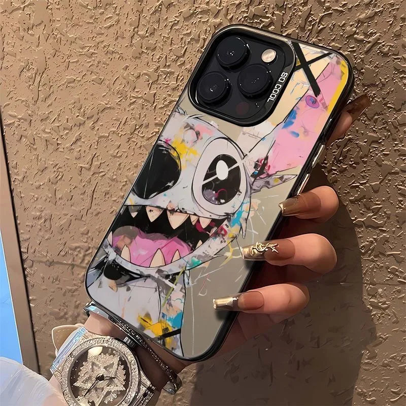 Cute Graffiti Stitchs Phone Case For iPhone 16 15 14 13 12 11 Pro Max X XR XSMAX 8 7 Plus Candy Matte Shockproof Back Cover