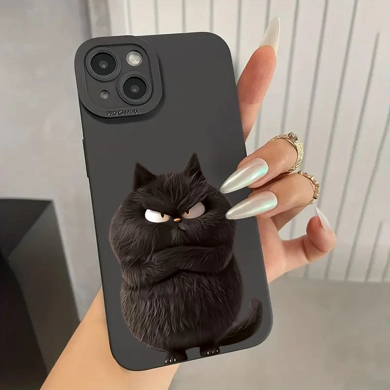 Funny Cool Cat Silicone Phone Case For iPhone 16 15 14 13 12 11 Pro Max 15 Pro XS XR X 7 8 16 Plus Shockproof Matte Soft Cover