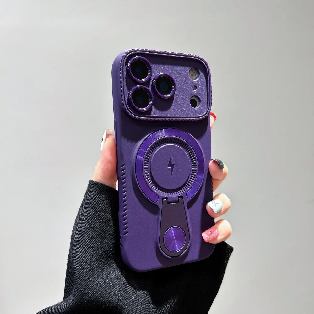 for Magsafe Wireless Charge Lightning Logo Phone Case For iPhone 17 Air 16 15 14 Plus 13 12 Pro Max 11 Hidden Bracket Soft Cover