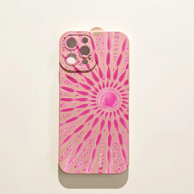Art Summer Style Golden Sun Phone Case For iPhone 17 11 12 13 14 15 16 Pro Max XS XR 7 8 Plus 16E Shockproof Soft Silicone Cover