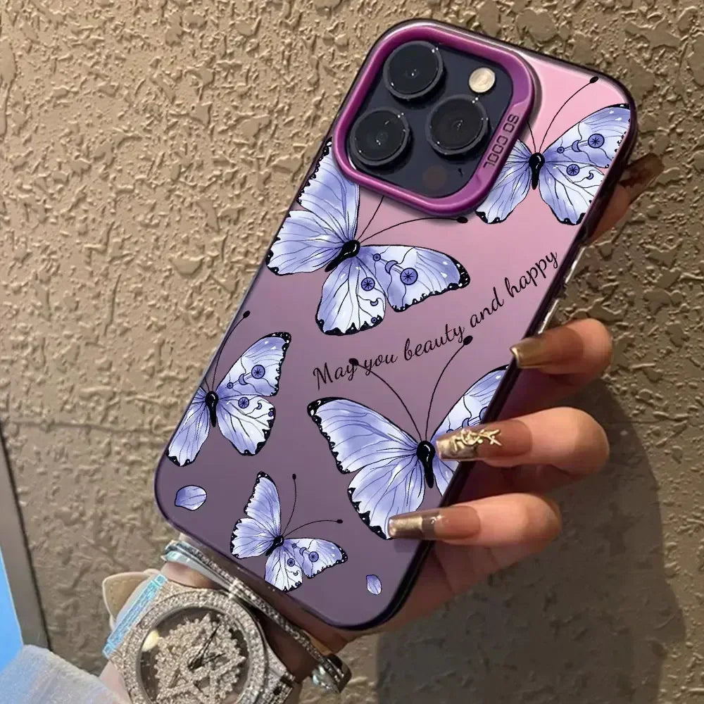 For Samsung Galaxy A06 A16 Case Luxury Fashion Butterfly Silver IMD Phone Case For Samsung A06 A16 Matte Color Cover Funda