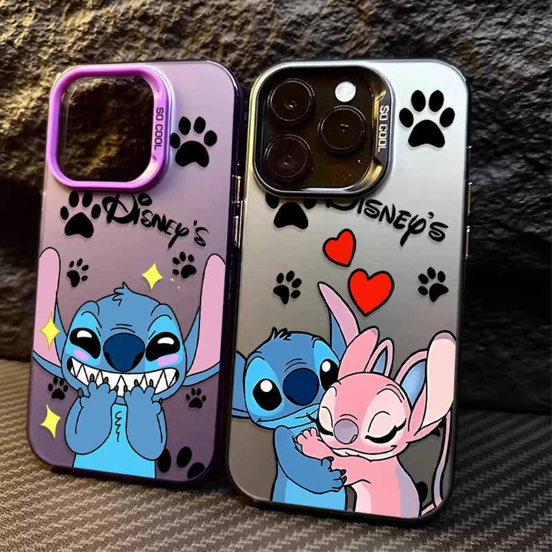 Plating Hard Phone Case for Xiaomi Redmi Note 13 12 11 Pro Plus 4G 5G 12S 11S 10S 10 9 9S 8 12C 13C A3 Disney Stitch Love Cover
