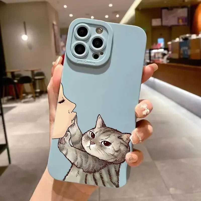 Cat American short Shorthair kiss Phone Case for iPhone 16 Cases iPhone 15 14 13 12 Mini 11 Pro Max 16 7 8 Plus XS SE Back Cover