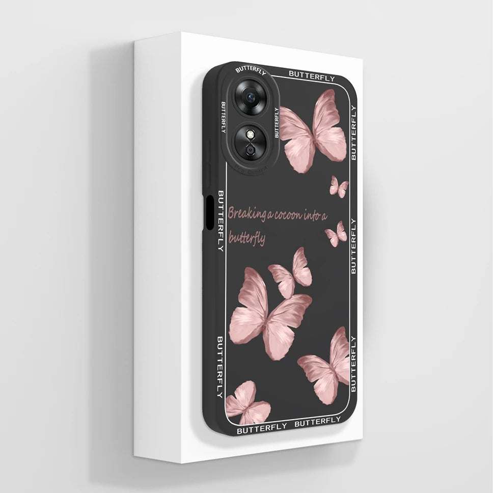 Phone Case For Oppo A17 A17K K 4G Pretty Flowers Smooth Liquid Silicone Back Cover For OppoA17K Oppo A 17 K Fundas Shell Coque