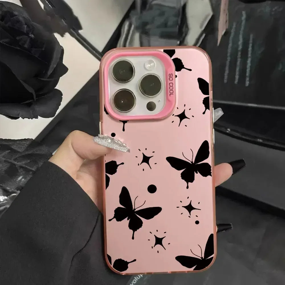 Case For Vivo V25 V25E X80 Lite Luxury Matte Silver IMD Phone Funda For Vivo V25E X80Lite Fashion Butterfly Color Soft Cover