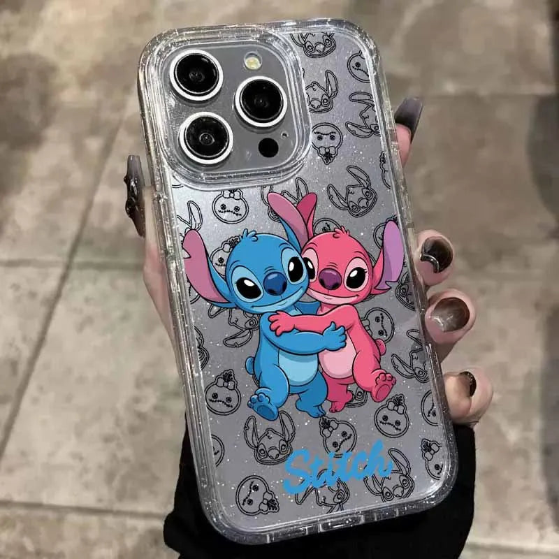 Cute Stitch Angel Couple Love For Apple iPhone 17 17Air 16 15 14 13 12 XS XR 8 7 Pro Max Plus Translucent Phone Case Funda Cover