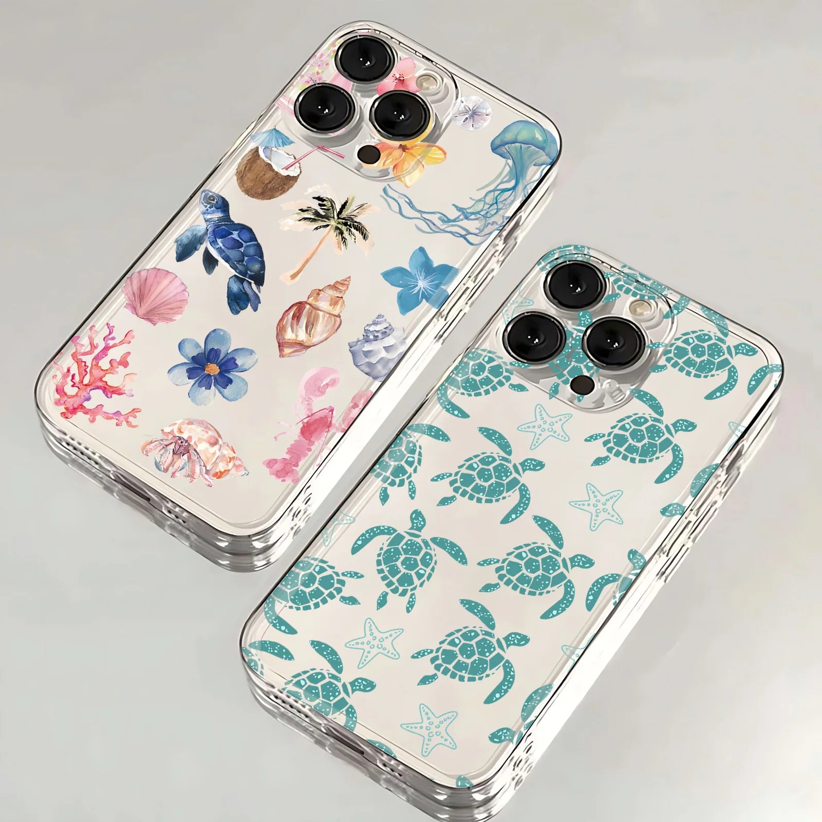 Marine Animals Depiction Phone Case for Oppo Reno12 Reno11 Reno10 Reno8 Reno7 Reno6 Reno5 Pro Plus 4G 5G Transparent TPU Cover